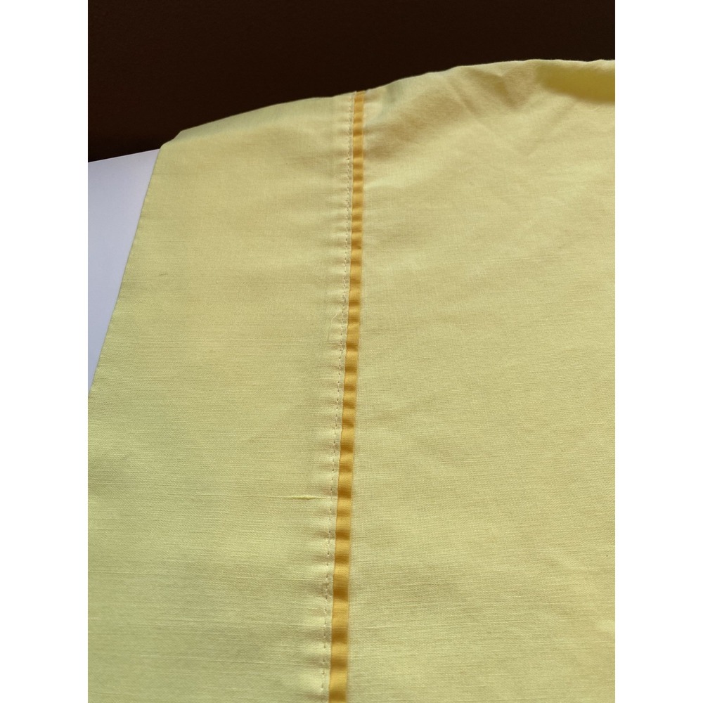 Vtg Springmaid Standard Pillowcase Cottage Boho Yellow w/ Orange Ribbon Strip